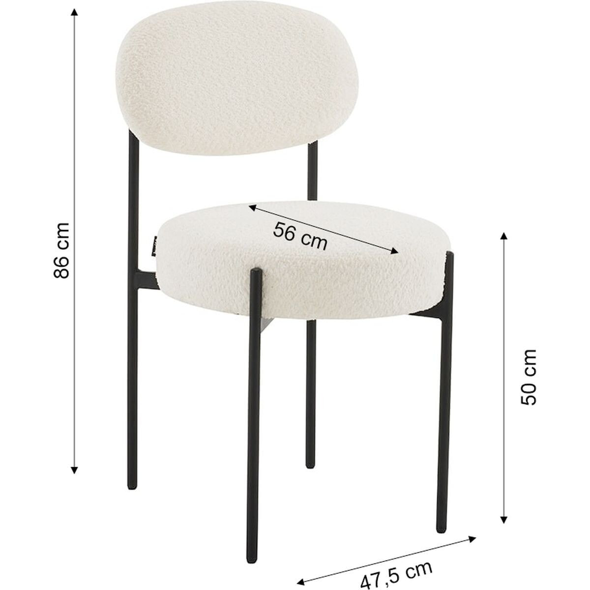 Lot de 2 chaises en tissu bouclé - EVORA