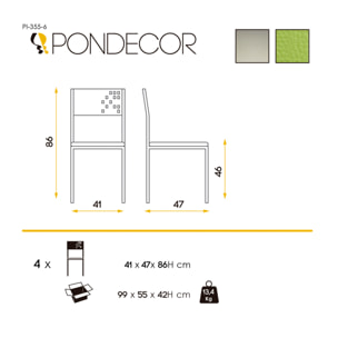 Set de 4 sillas – Polipiel y metal