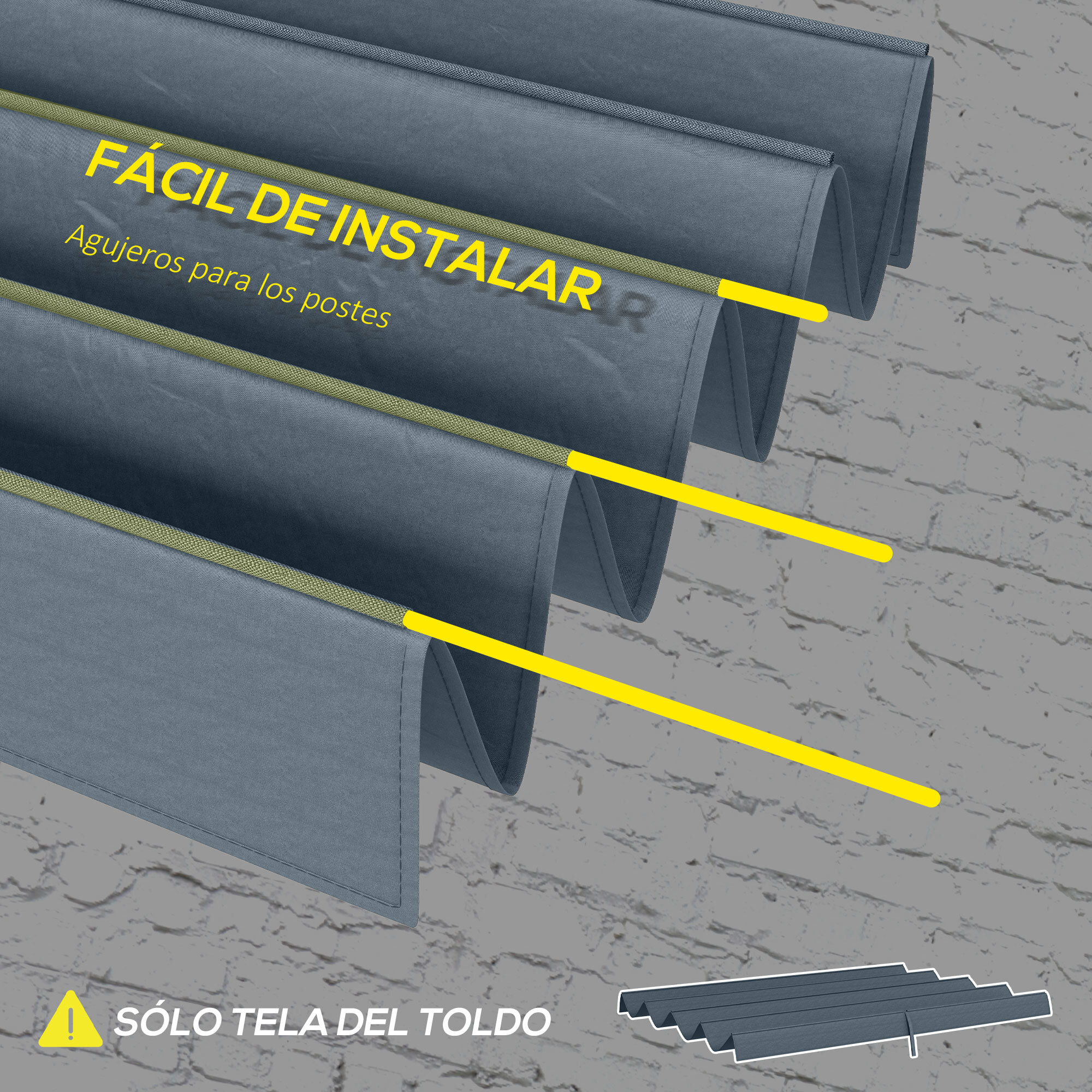 Techo de Pérgola Retráctil 286x245 cm Techo de Sustitución Toldo de Repuesto con Protección UV30+ para Pérgola de 3x2,15 m Gris Oscuro