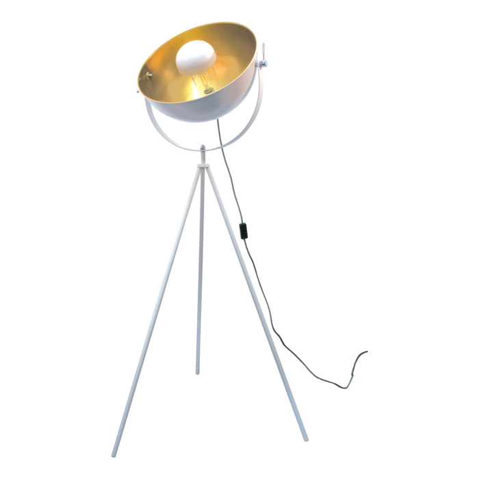 Lampadaire Cinema Blanc Interieur Or Jaune