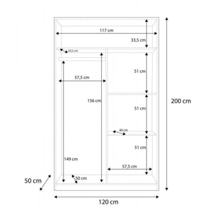 Armario Max 120 Blanco Artik (Blanco Mate) - Gris Cemento