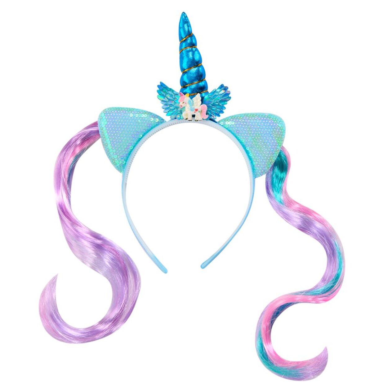 DIADEMA UNICORNIO AZUL CON MECHAS INF