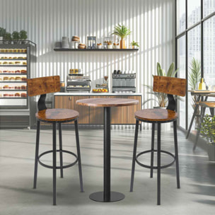 Shelby - Set di 2 sgabelli alti, sgabelli da bar con schienale in stile industriale, legno marrone