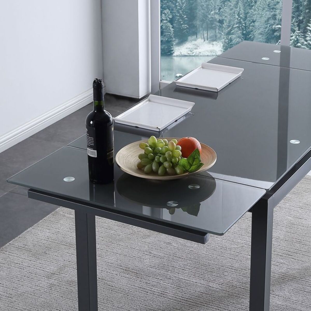 Mesa de comedor extensible Milan 110 Gris oscuro