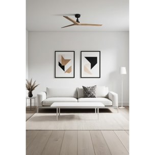 KLIM M Ventilatore a soffitto nero/legno quercia