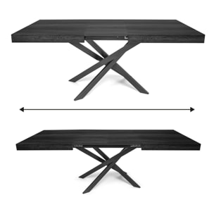 Figaro - Tavolo da pranzo allungabile con gambe incrociate 140(220)x90 cm, legno nero