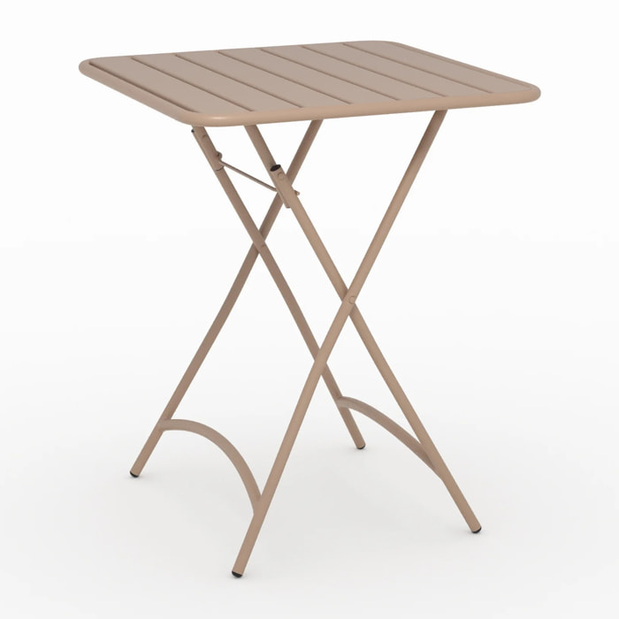 Table de jardin pliante en métal taupe 2 personnes - Yumi