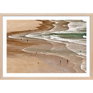 Poster bonheur vacances à la mer Affiche + cadre en bois - Chêne