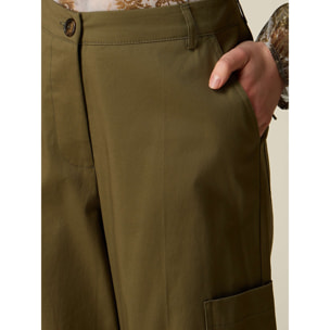 Oltre - Pantalones cargo cropped - Verde militare