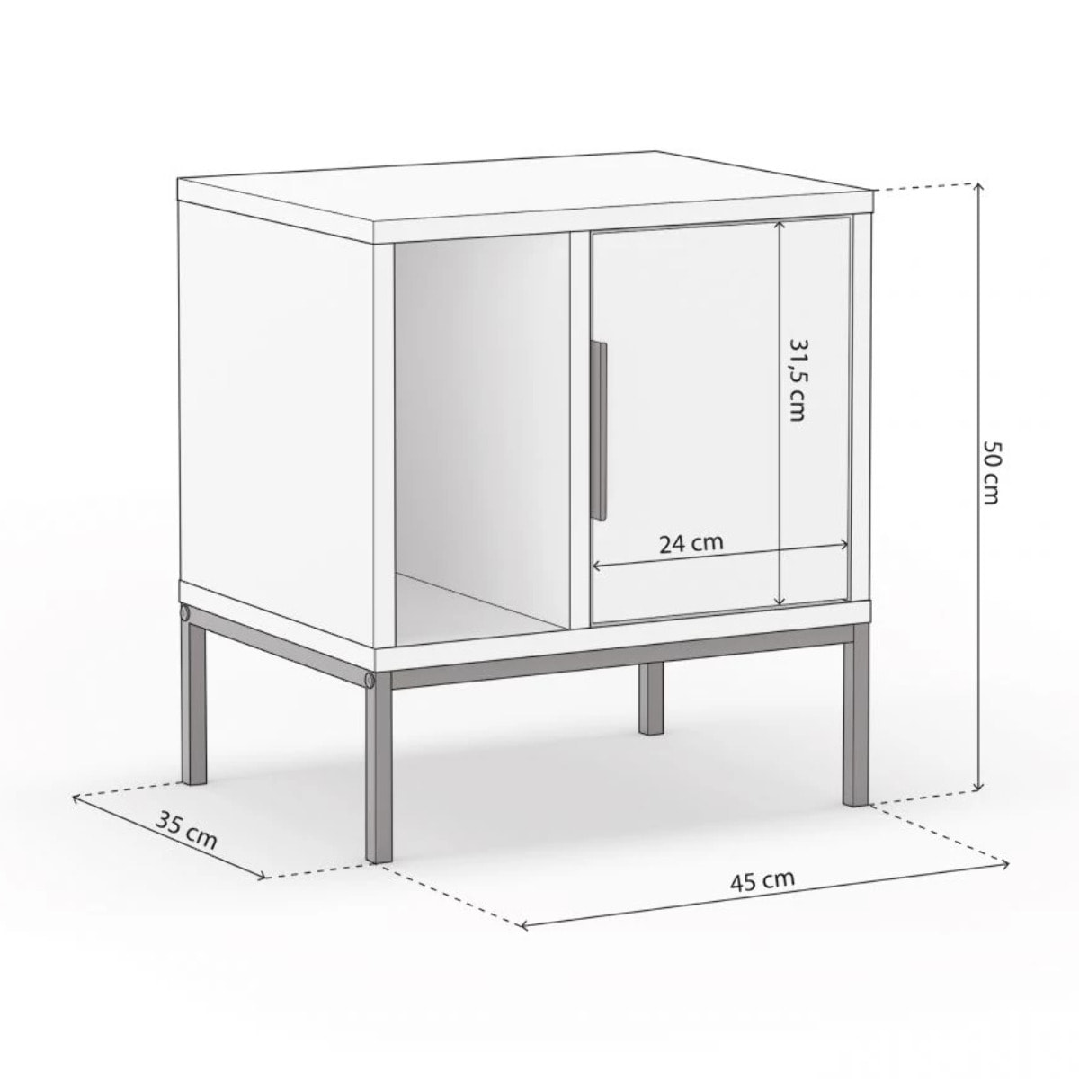 Mesita de noche Brik Blanco Negro