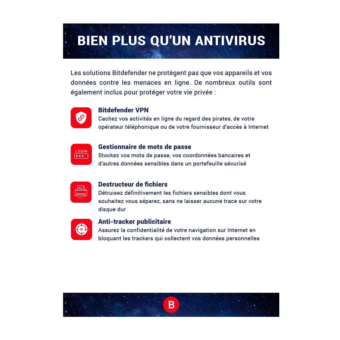 Logiciel antivirus et optimisation BITDEFENDER Internet Security - 1 an - 1 poste