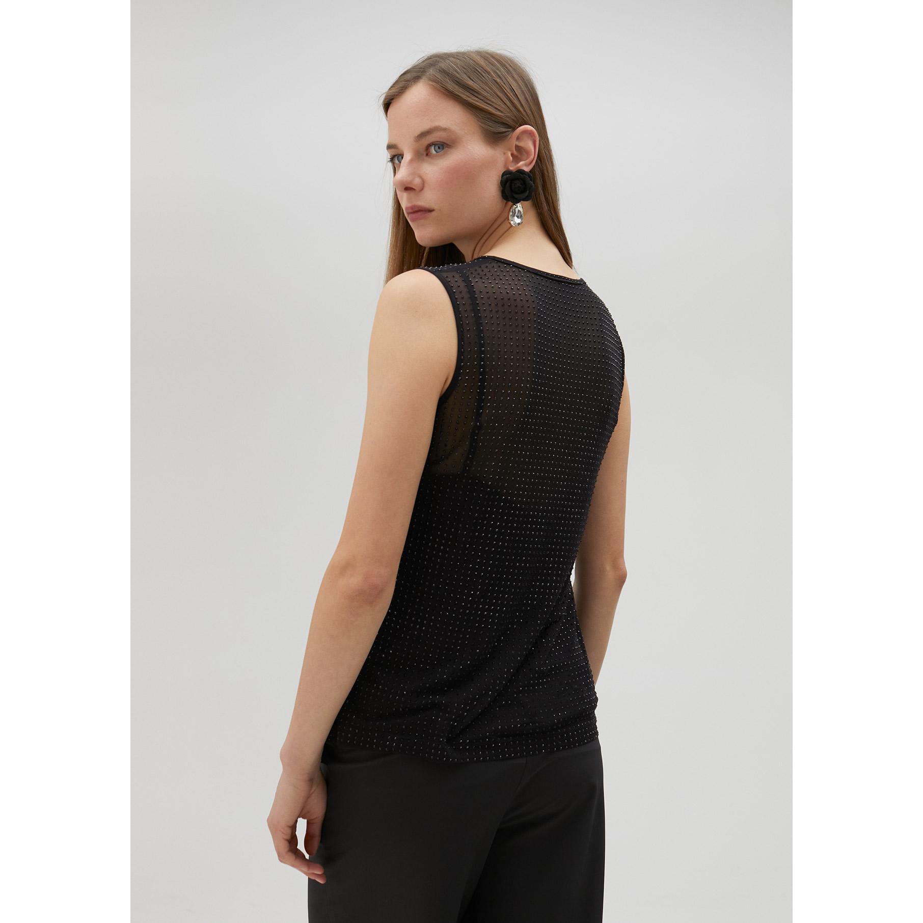 Top di tulle con strass