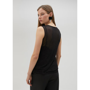 Top di tulle con strass