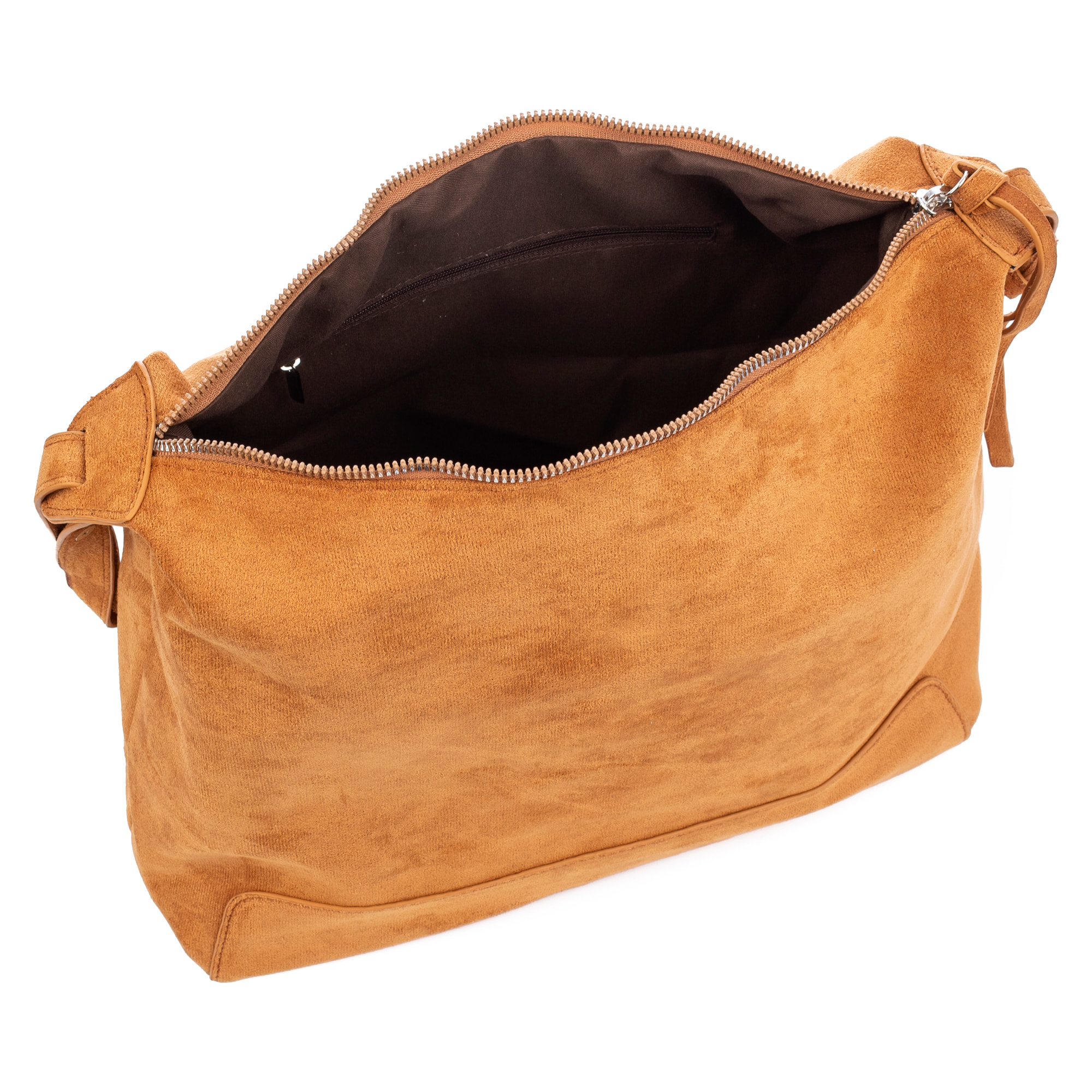 Atella bolso bandolera grande de piel auténtica gamuza.