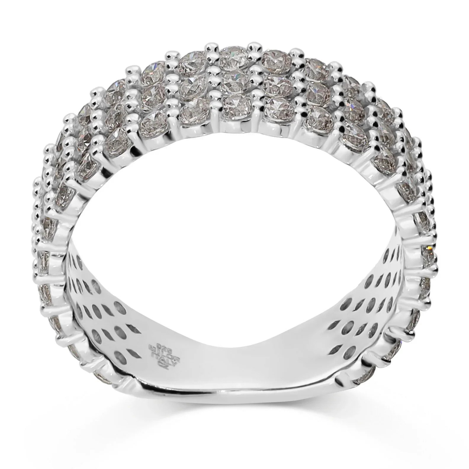 Anello a Fascia in Argento 925 con Pavé di Cubic Zirconia