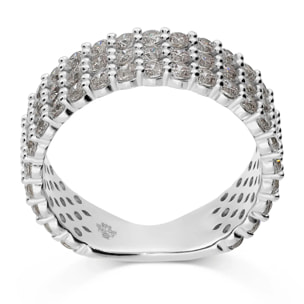 Anello a Fascia in Argento 925 con Pavé di Cubic Zirconia