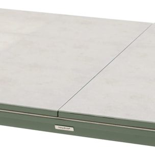 Table de jardin extensible "Pulpy" vert laurier & gris granite 12 places en aluminium verre et céramique