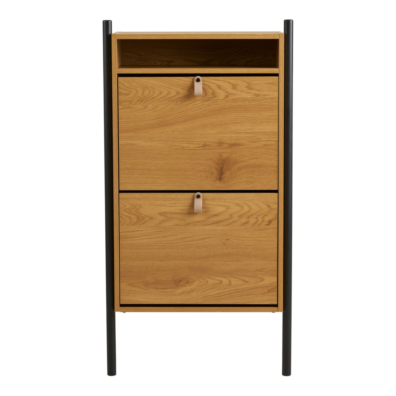 Scarpiera Barco in effetto rovere con struttura in acciaio 62x26x118 cm