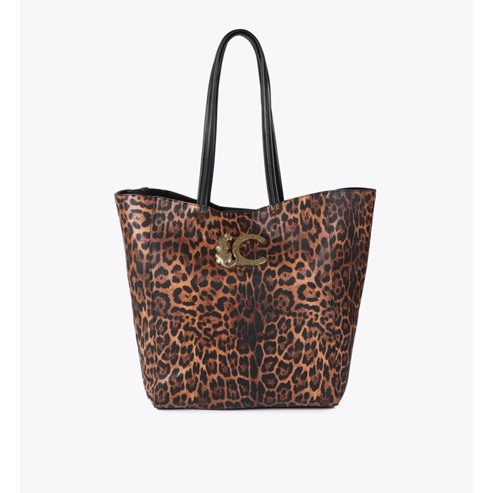 Borsa shopper stampa leopardo con logo LC
