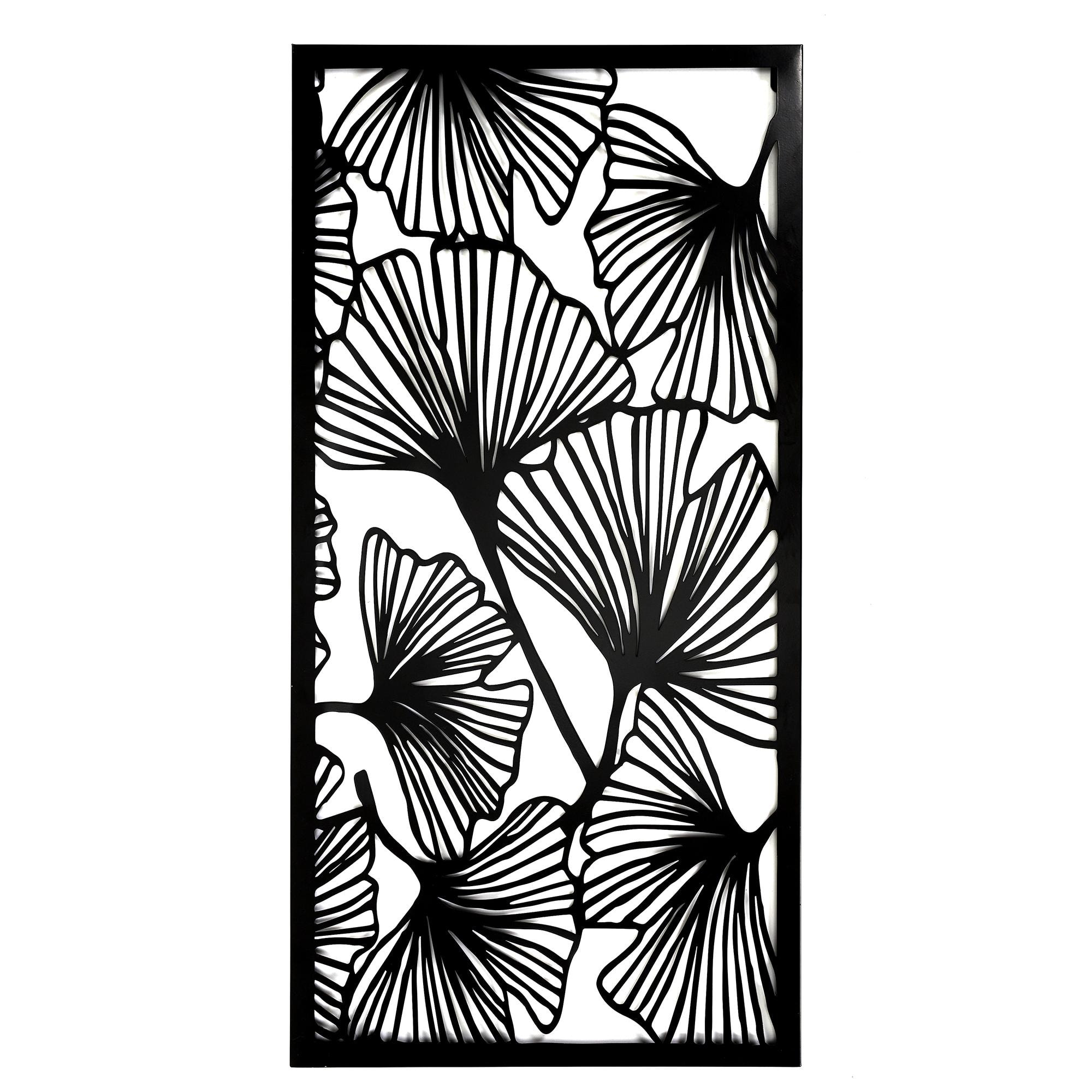 DECO MURALE METAL GINKGO NOIR 45X90CM