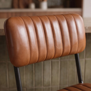 Lot de 2 chaises pour îlot central 65 cm en cuir de buffle marron - Arsène