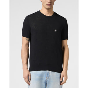 PHILIPP PLEIN Round Neck T-Shirt Openwork Monogram