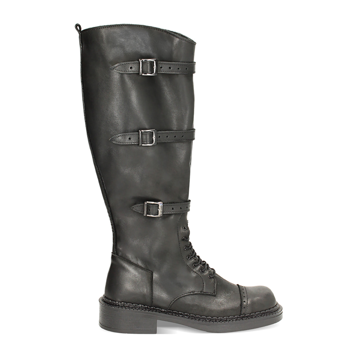 Botas de combate de cuero negro