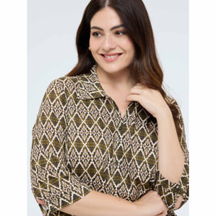 Fiorella Rubino - Camicia in viscosa con stampa - Verde militare
