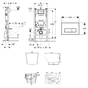 Duofix pack WC bâti-support autoportant + WC sans bride Ceramia PixL avec abattant SoftClose + plaque (GEBCEPXWT10-FR)