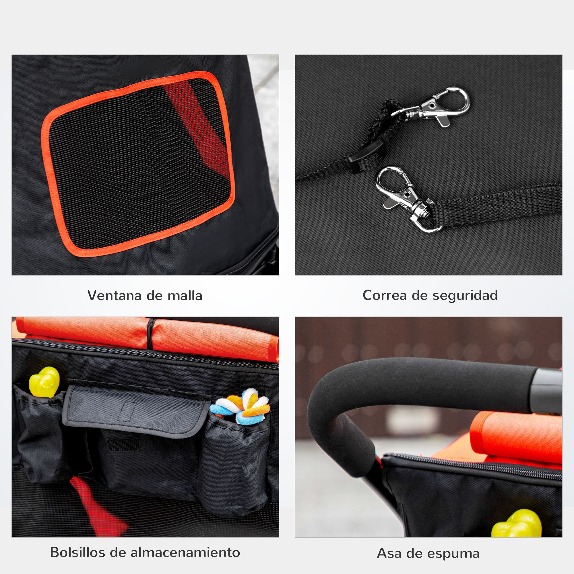 Cochecito para Perros Plegable Carrito para Mascotas con Ventanas de Malla Correas de Seguridad Bolsillos de Almacenamiento Carga 40 kg 112x65x100 cm Rojo