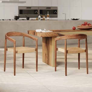 Lot de 2 chaises en bois de teck et corde synthétique - Bali