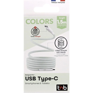 Câble de charge TNB USB-C/USB-C 1.5m gaine aimantée vert