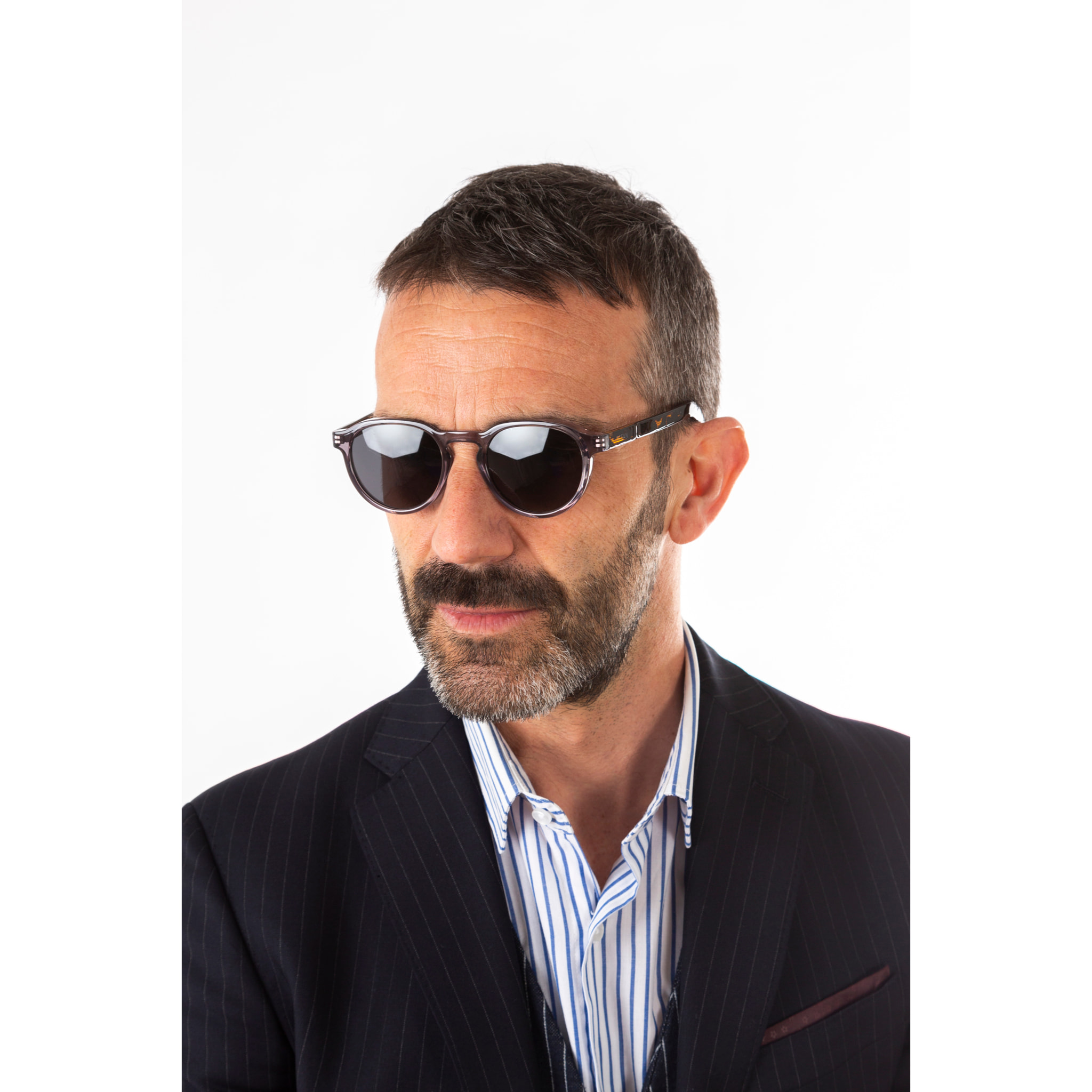 Gafas de sol OCEAN LA ROCHELLE - Azul oscuro / Gris transparente con patillas en carey y lente ahumada