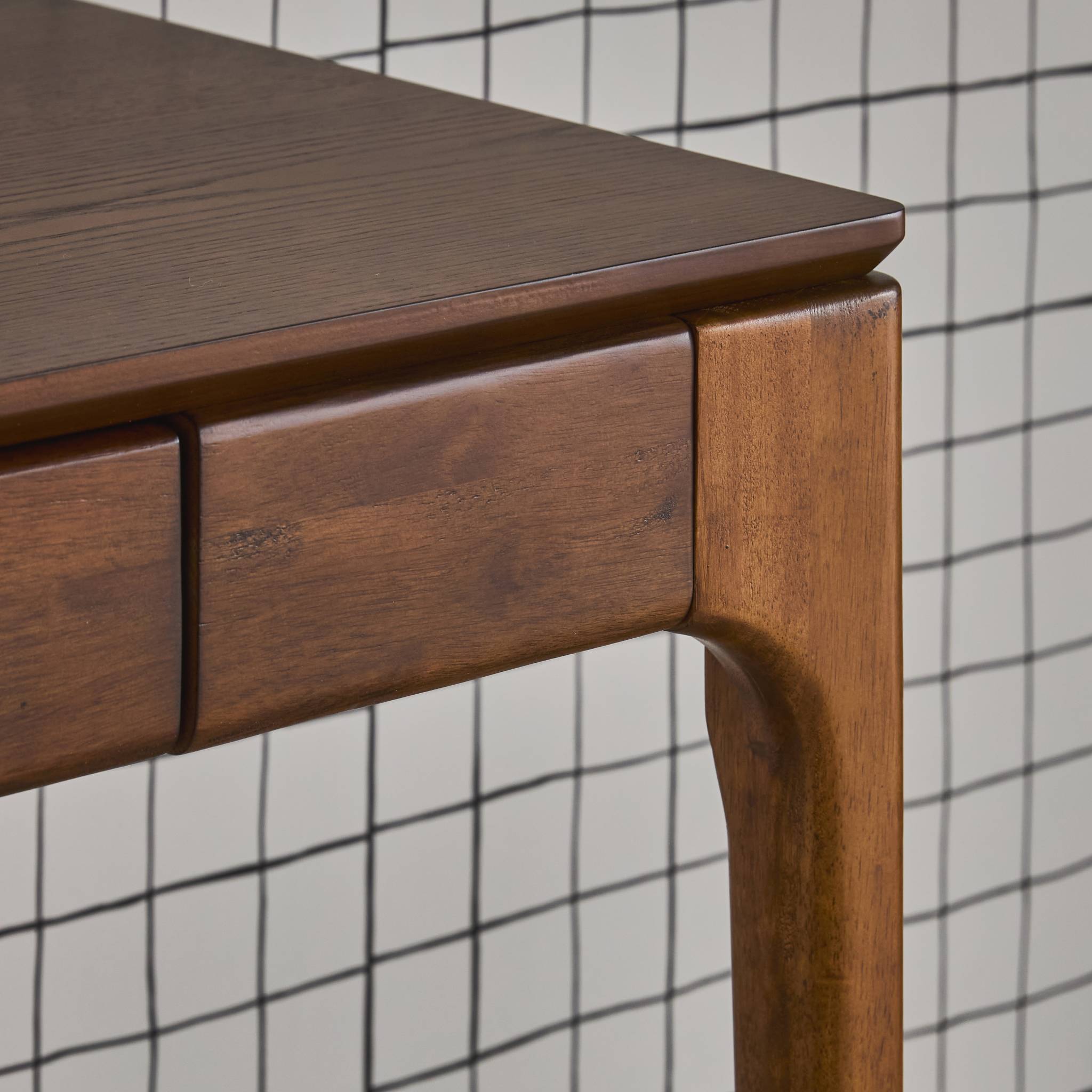 Bureau bois d'hévéa placage frêne 2 tiroirs ALIENOR