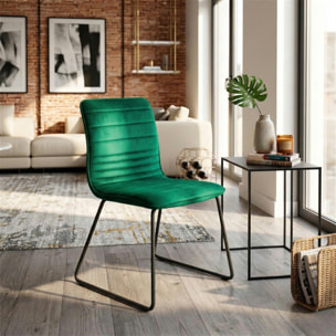 Chaise vert foncé motif ligne (lot de 2) BURGOS