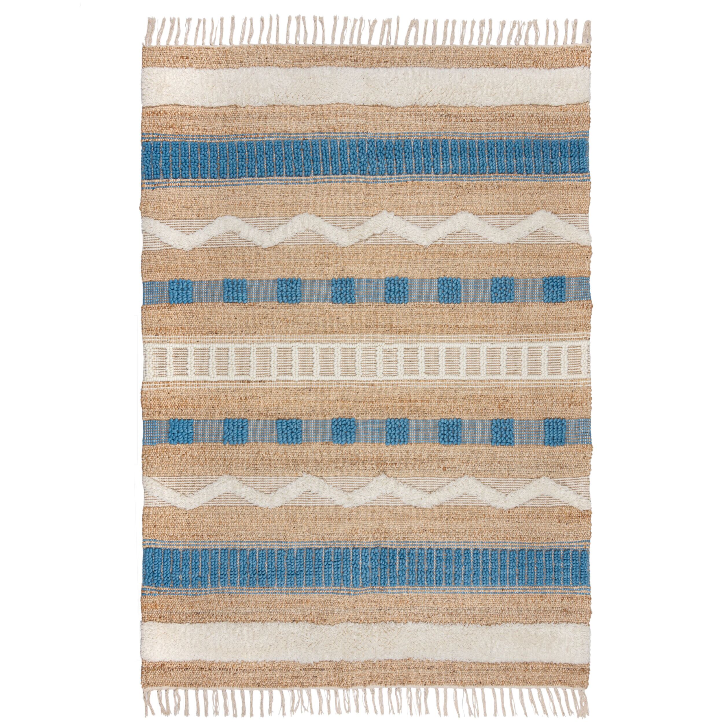 Tapis en jute Medina bleu Bleu