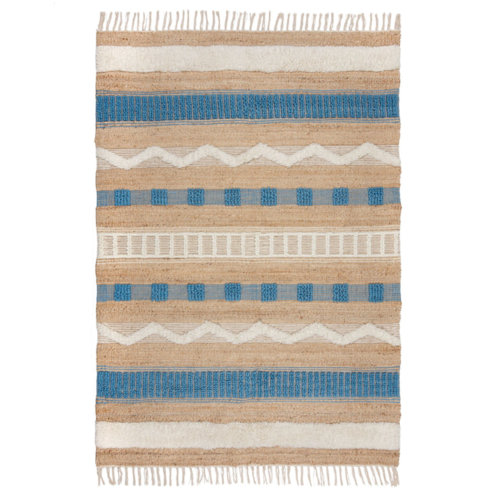 Tapis en jute Medina bleu Bleu