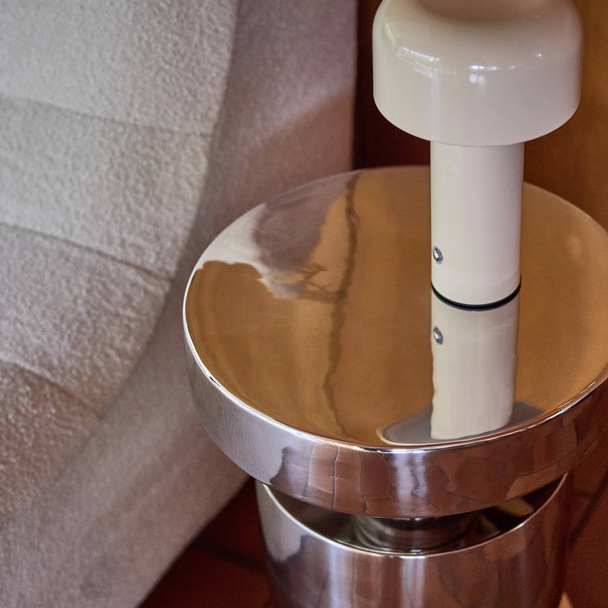 Table d'appoint, bout de canapé, table de chevet acier inoxydable chromé Ø30,5 x H43,5cm ALMA