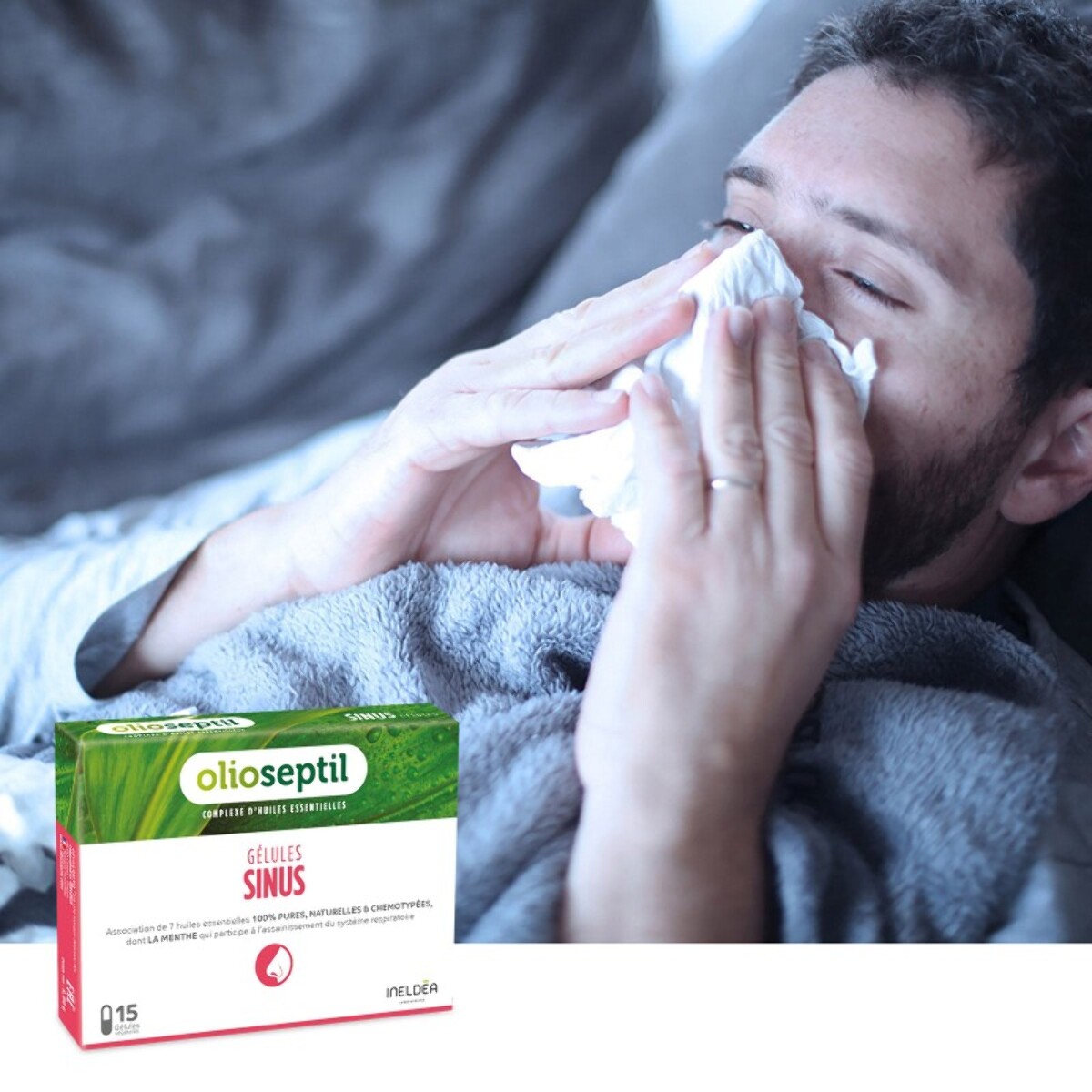 OLIOSEPTIL - Sinus - Complexe de 7 Huiles Essentielles Pures et Chémotypées en Gélules Végétales L-Vcaps - Dès 15 Ans - Participe au Fonctionnement Optimal du Système Respiratoire - 15 Gélules