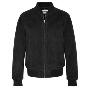 LC3017 SUEDE BOMBER JACKET GOATSKIN SUEDE Nero