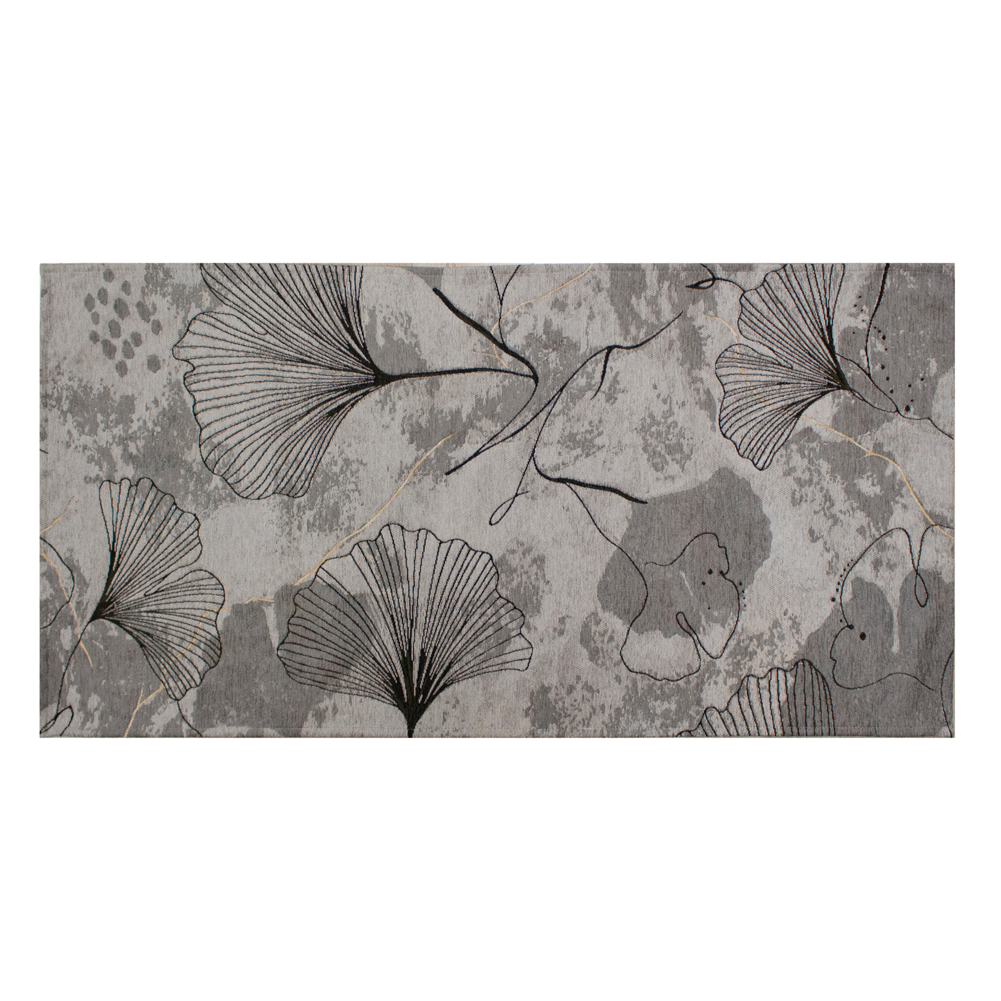 TAPPETO ARREDO DIS. GINKO GRIGIO PERLA MIS. 80X150 CM CON ANTISCIVOLO