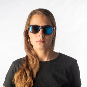 Gafas de sol PALO ALTO NOB HILL - Madera marrón oscuro / Revo azul