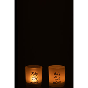 J-Line photophore Baby - verre - blanc/noir - small - 2 pcs