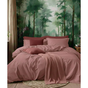 Parure CopriPiumino e Federe RASO ROSA tinta unita per letto matrimoniale 100% Raso di Cotone e Made in Italy