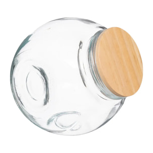 Bocal verre à bonbons couvercle bois 1,5L