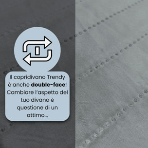 COPRIDIVANO TRENDY, Waterproof, Microfibra, No Stiro, Doubleface - GRIGIO CHIARO/FUMO
