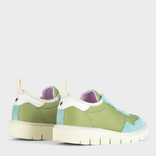 SLIP ON MUJER P05 DE NAILON Y ANTE VERDE GRANITO