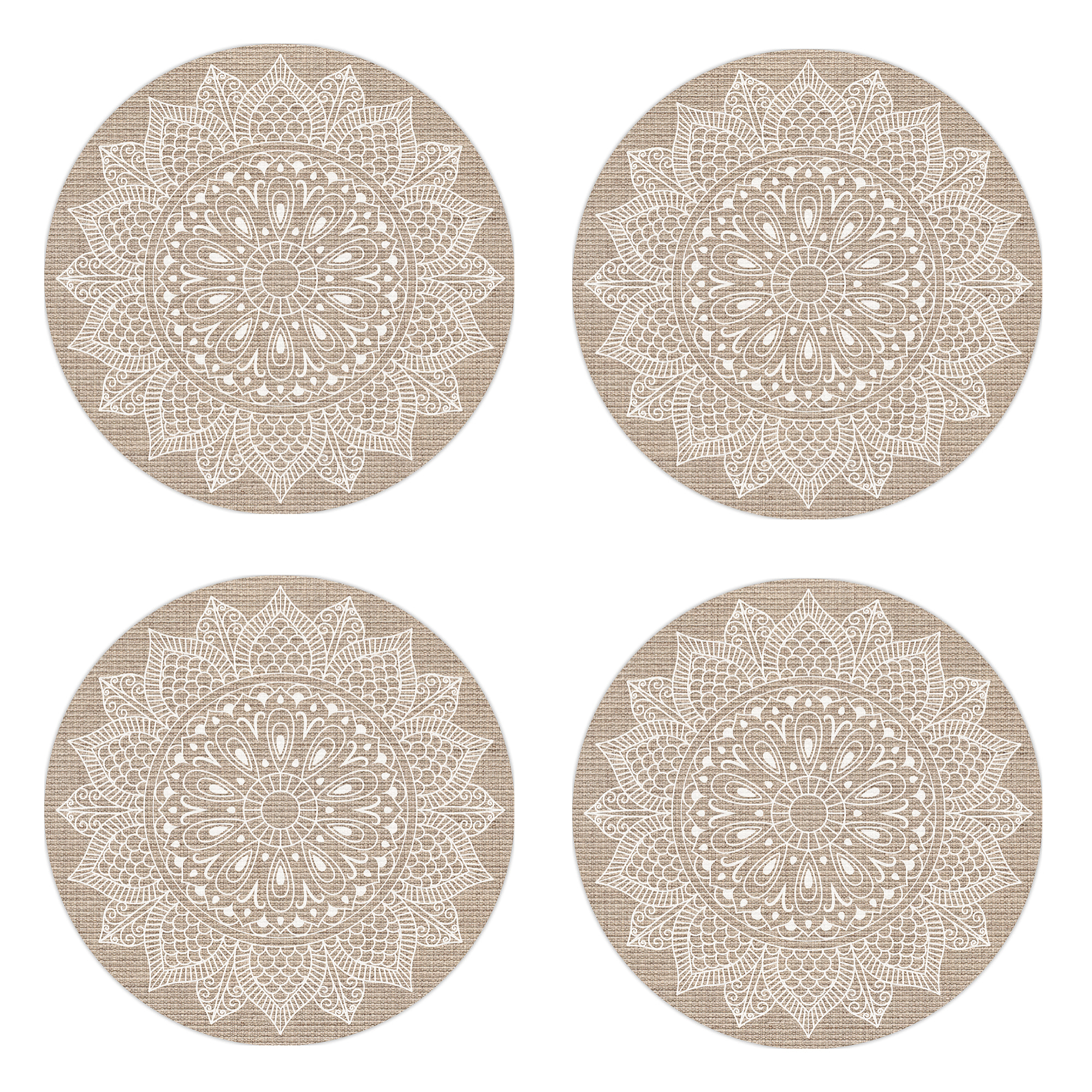 Set de 4 individuales de vinilo CERAMIKO, Mandala Shaila 4u-[Diam] 40 cm