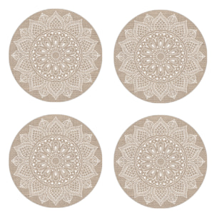 Set de 4 individuales de vinilo CERAMIKO, Mandala Shaila 4u-[Diam] 40 cm