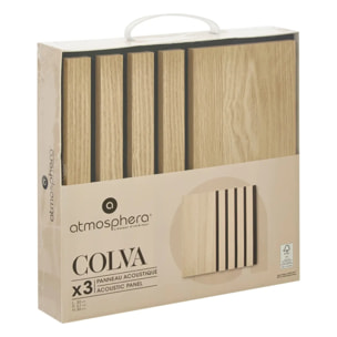 Lot de 3 panneaux décoratifs Colva beige fond noir 30x30cm